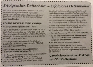 Artikel der CDU Dettenheim.